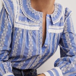 Boden Crochet Trim Blouse - Chambray
